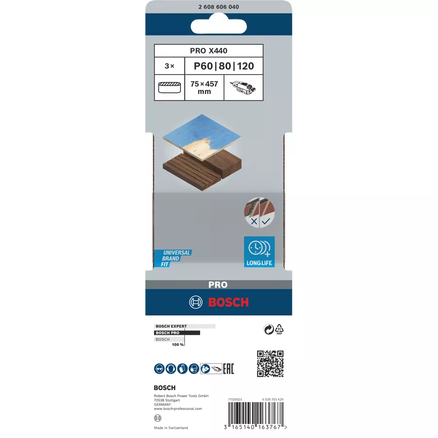 Bande abrasive BOSCH pour PBS 7A et PBS 7AE (75x457 mm)